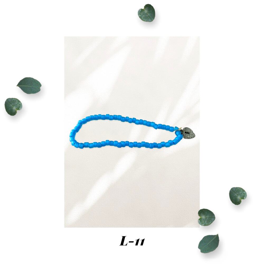 Matte Blue Glass Seed Bead Stretch Bracelet